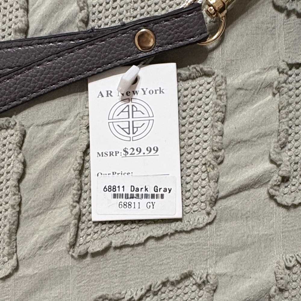 Gray Pebbled Leather Wristlet Clutch - Picture 5 of 7